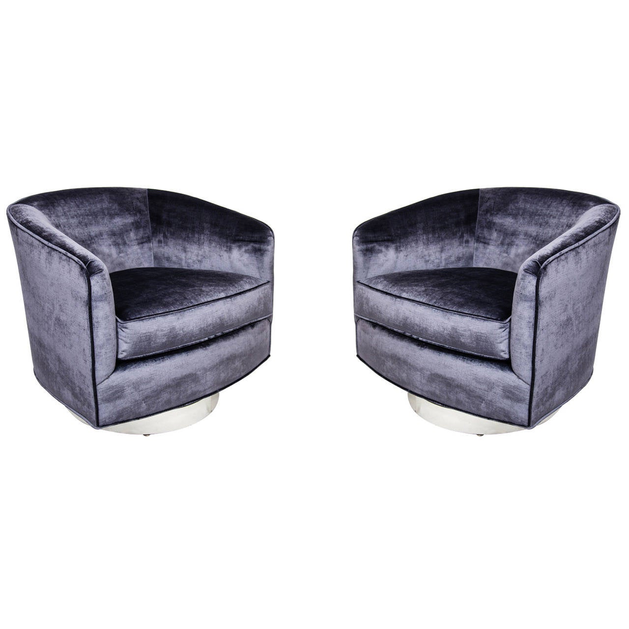 Pair of Milo Baughman Swivel Lounge Chairs