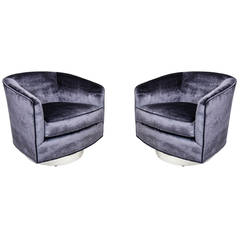 Pair of Milo Baughman Swivel Lounge Chairs