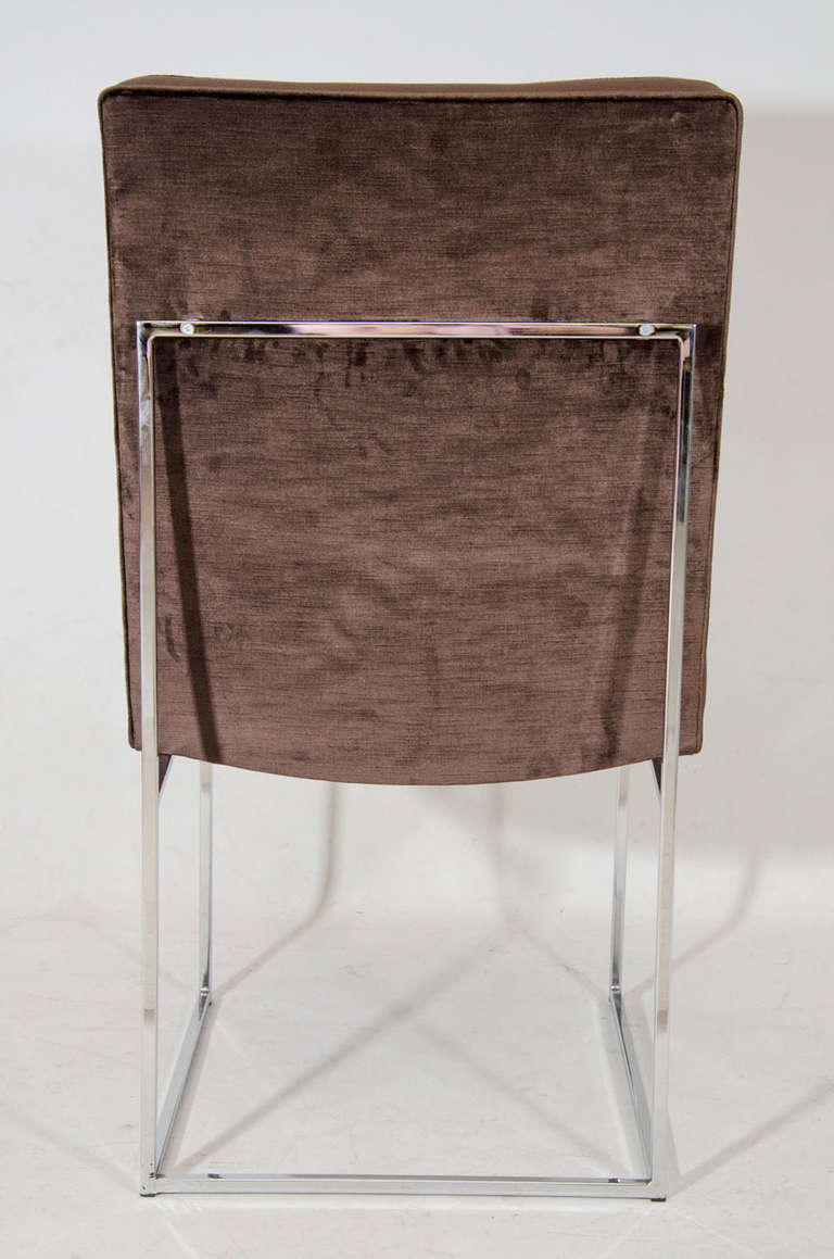 Chrome Set of Six Milo Baughman Dining Chairs For Sale