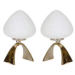 Pair of Sculptural Brass Lamps by Bill Curry for Laurel