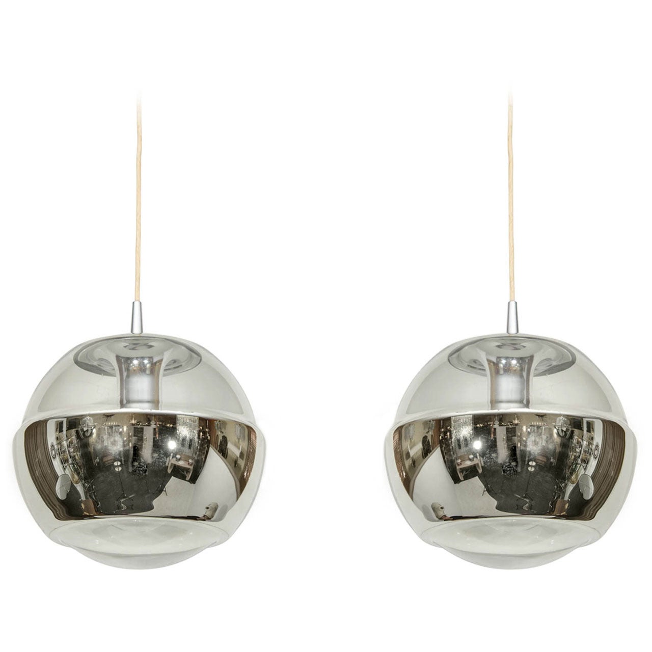 Pair of "Space Sphere" Pendant Lights by Peill & Putzler