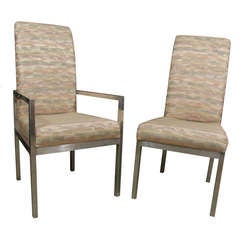 Set of Six Polished Aluminum Dining Chairs