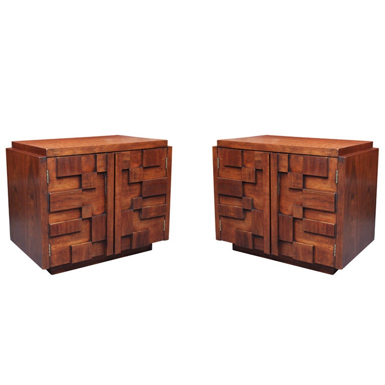 Pair of Bold and Sculptural Nightstands or End Tables For Sale