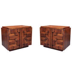 Pair of Bold and Sculptural Nightstands or End Tables