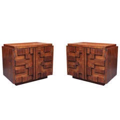 Pair of Bold and Sculptural Nightstands or End Tables