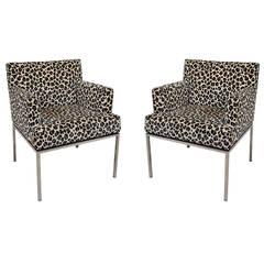 Pair of Leopard Print Modernist Lounge Chairs