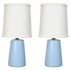 Pair of Blue Petite Boudoir Lamps by Martz