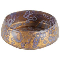 Ceramic Bowl with Gold and Lavender Pattern