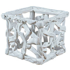 White Resin Ribbon End Table