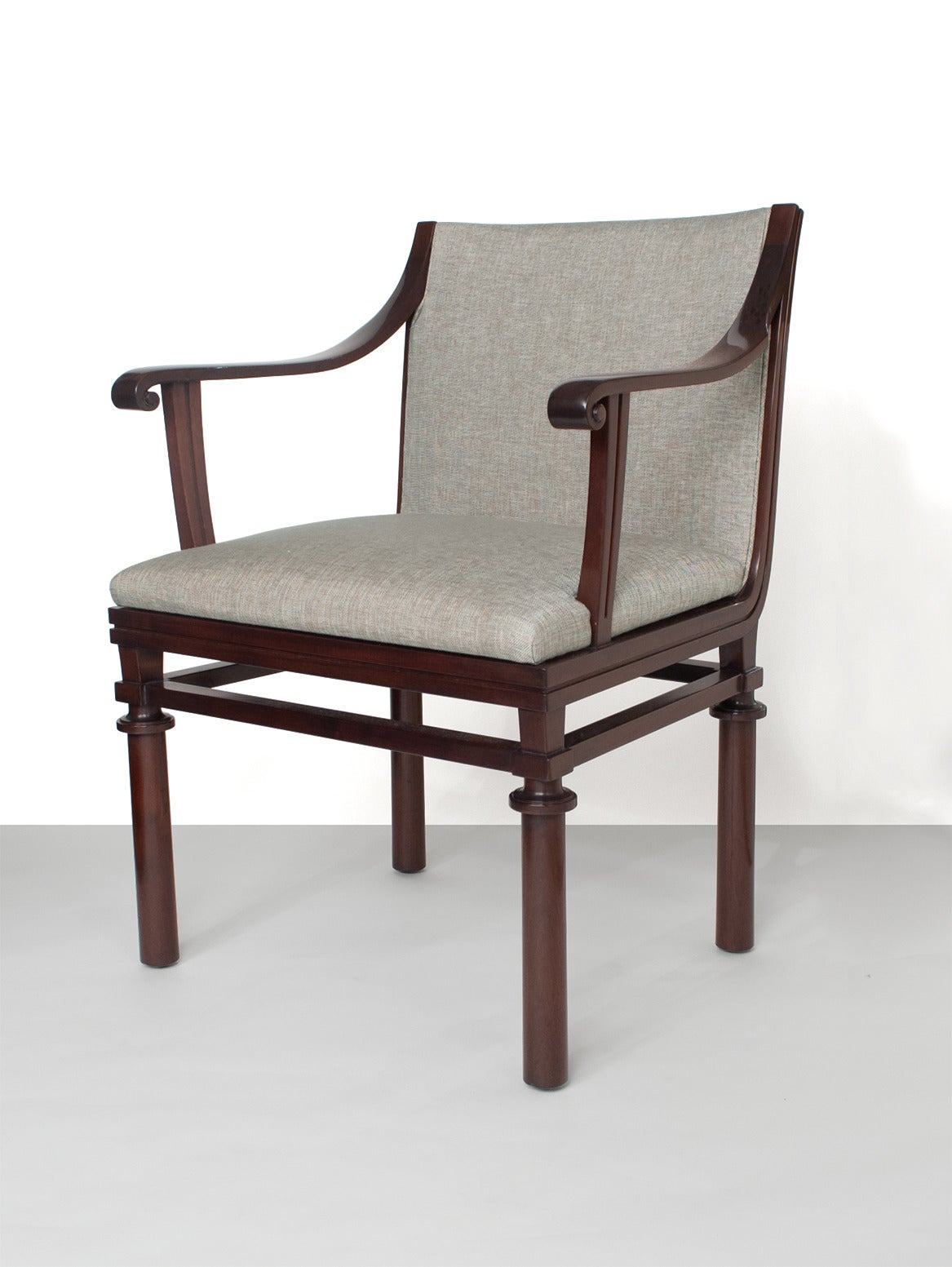 Varnished Pair of Carl Malmsten Cuban mahogany armchairs Swedish Art Deco
