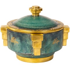 Swedish Art Deco Hand Decorated Bowl with Lid by Josef Ekberg for Gustavsberg