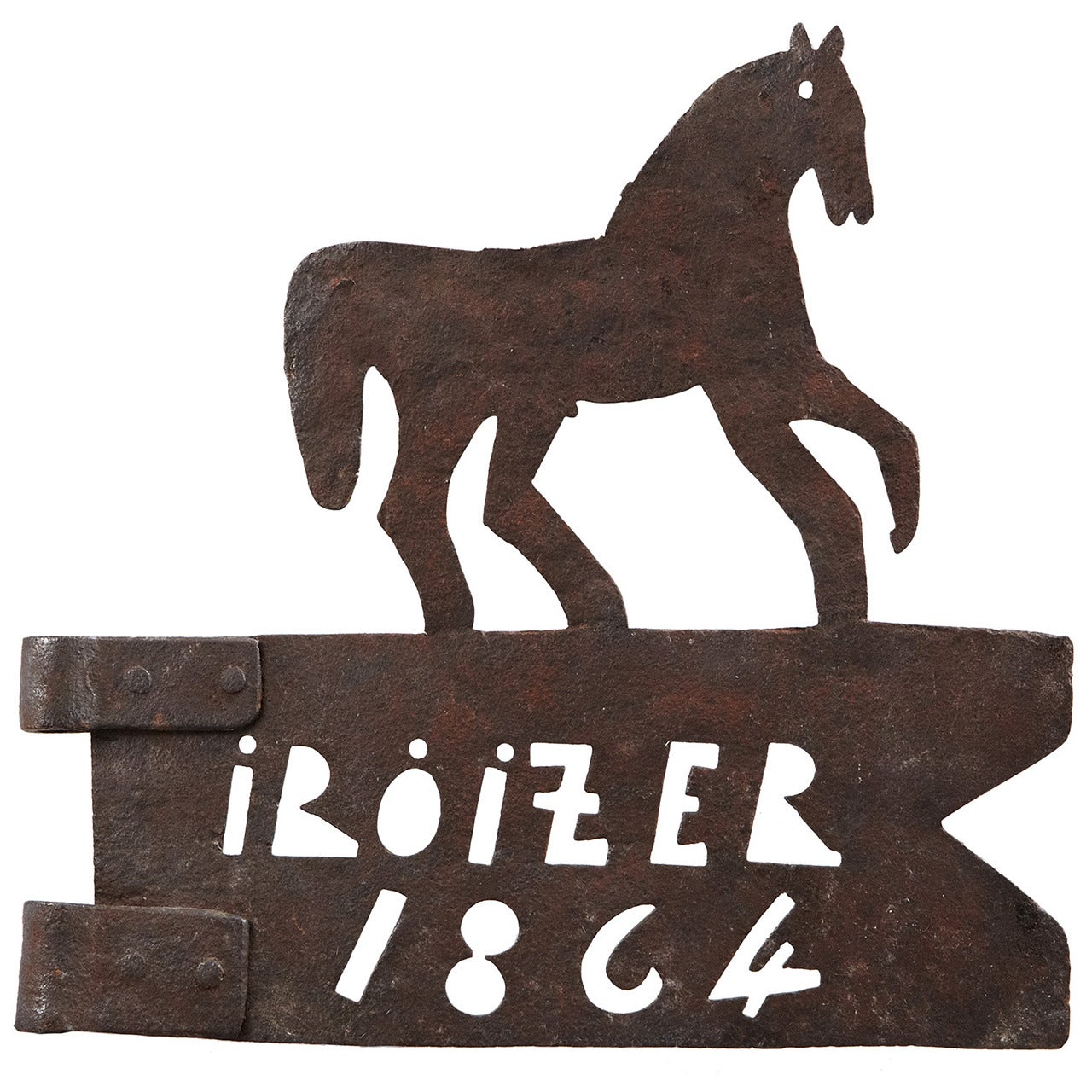 European metal Weathervane with horse dated1864.