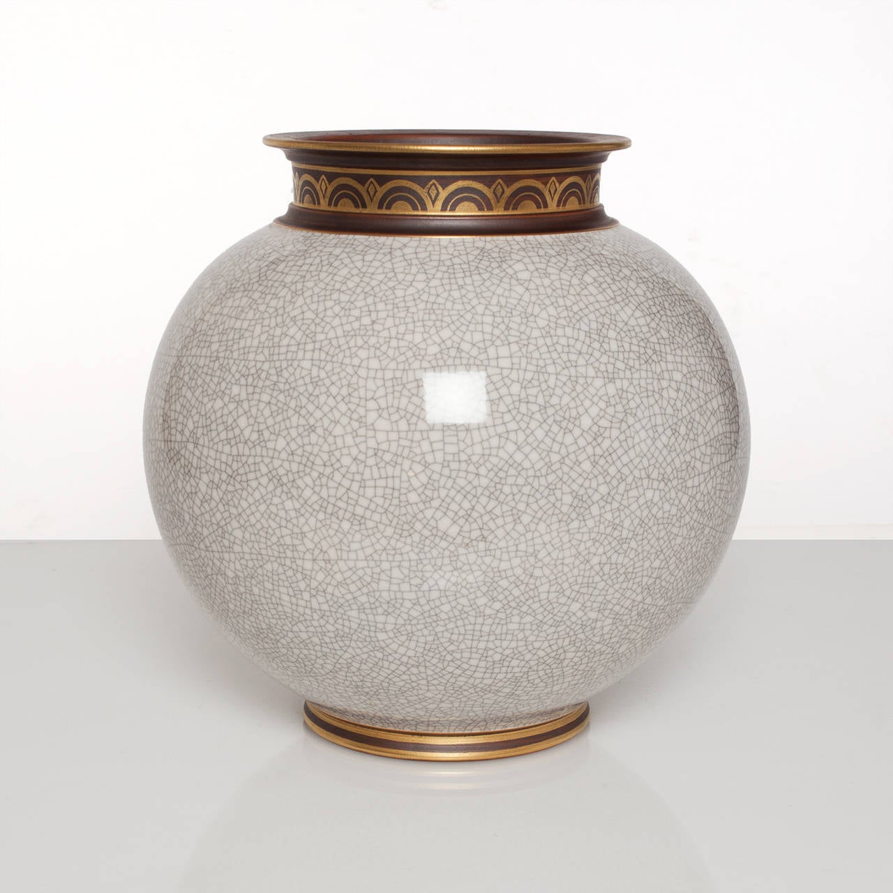 Ceramic Large Swedish Art Deco Vase by Gunnar Nylund for ALP in White Crackle Glaze