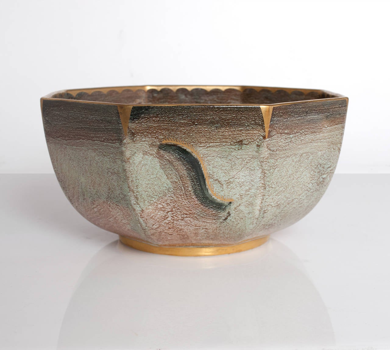 Swedish Large Scandinavian Modern Ceramic Bowl with Luster Glaze by Josef Ekberg, 1930