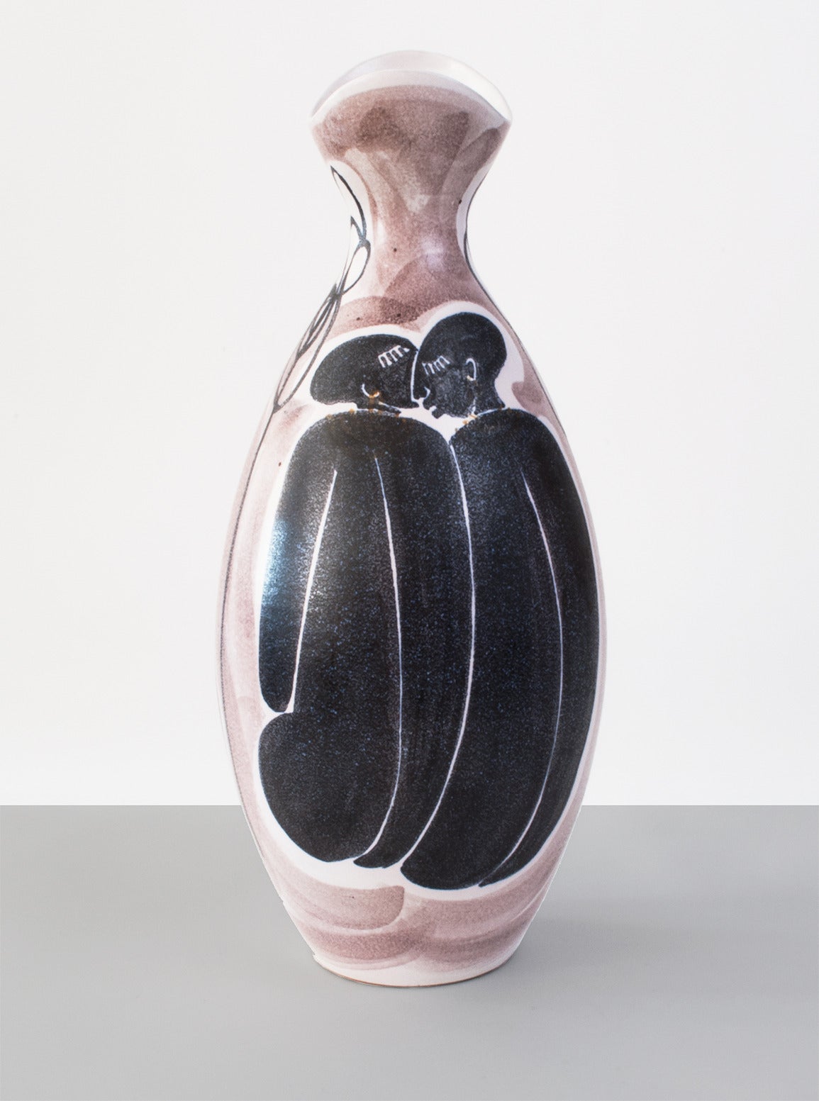 Scandinavian Modern Mid-century Hand Decorated Ceramic Vase by Mette Doller for Hoganas, Sweden