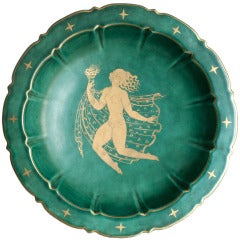 Swedish Art Deco Bowl by Wilhelm Kage for Gustavsberg with Figure