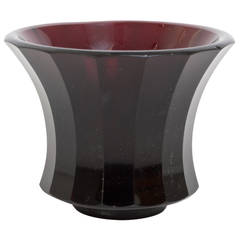 Small deep red vase attributed to Moser & Sohne, Austria