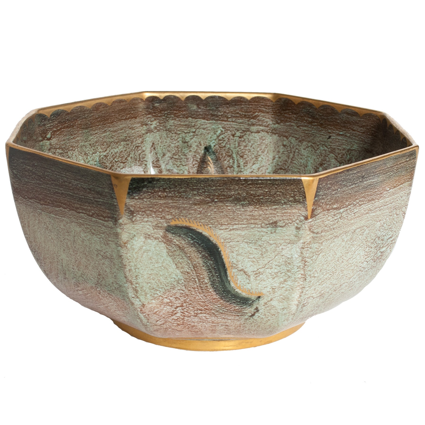 Large Scandinavian Modern Ceramic Bowl with Luster Glaze by Josef Ekberg, 1930