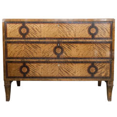 Large Swedish Art Deco Chest of Drawers with Graphic Marquetry