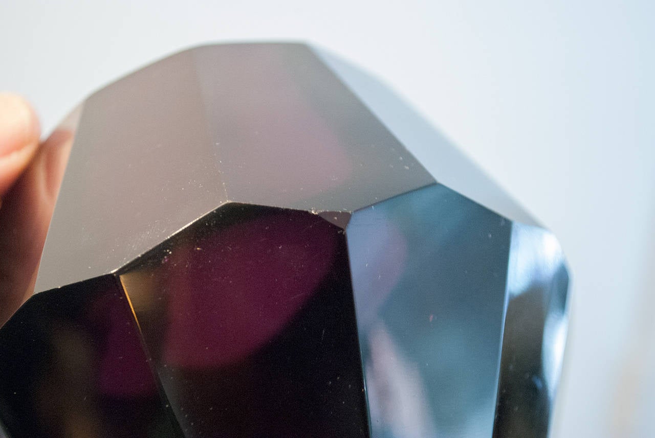 20th Century Faceted Amethyst Oval-Shaped Bowl Attributed to Moser & Sohne, Austria