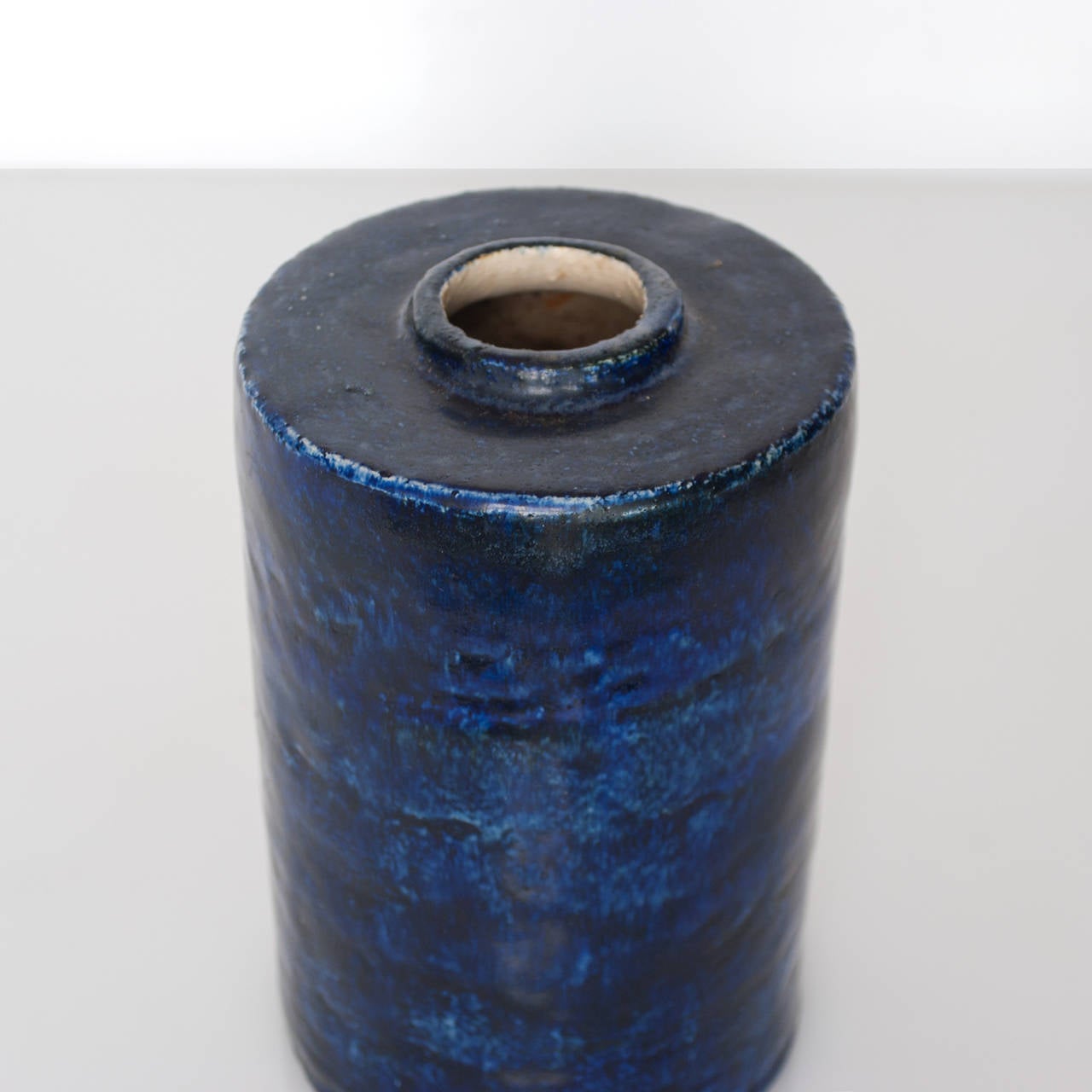 20th Century Swedish Art Deco Ceramic Vase in Cobalt Blue Glaze by Gertrud Lonegren