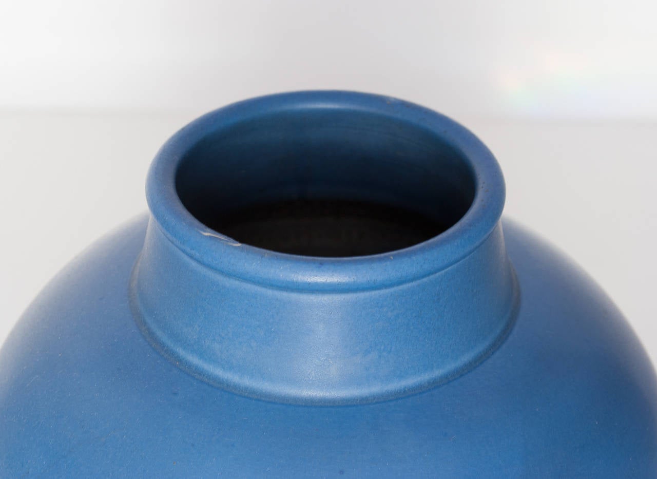 Swedish Art Deco Ceramic Blue Vase by Gertrud Lonegren 1