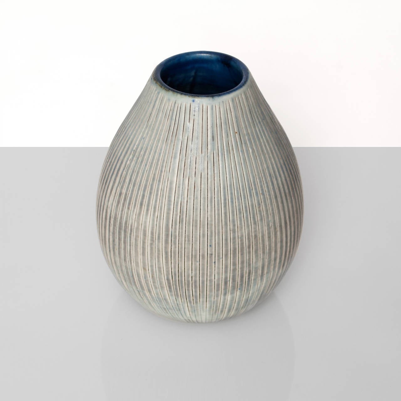 Glazed Small Swedish Art Deco Ceramic Vase in Gray Glaze by Gertrud Lonegren