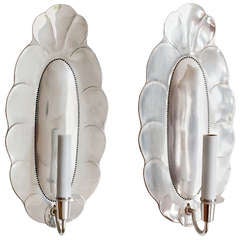 Pair of Swedish Art Deco Silver Plated Sconces from Jacob Angman for Gab, Stockholm