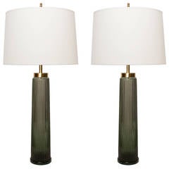 Pair of Swedish Mid-Century Glass Lamps by Ab Stilarmatur