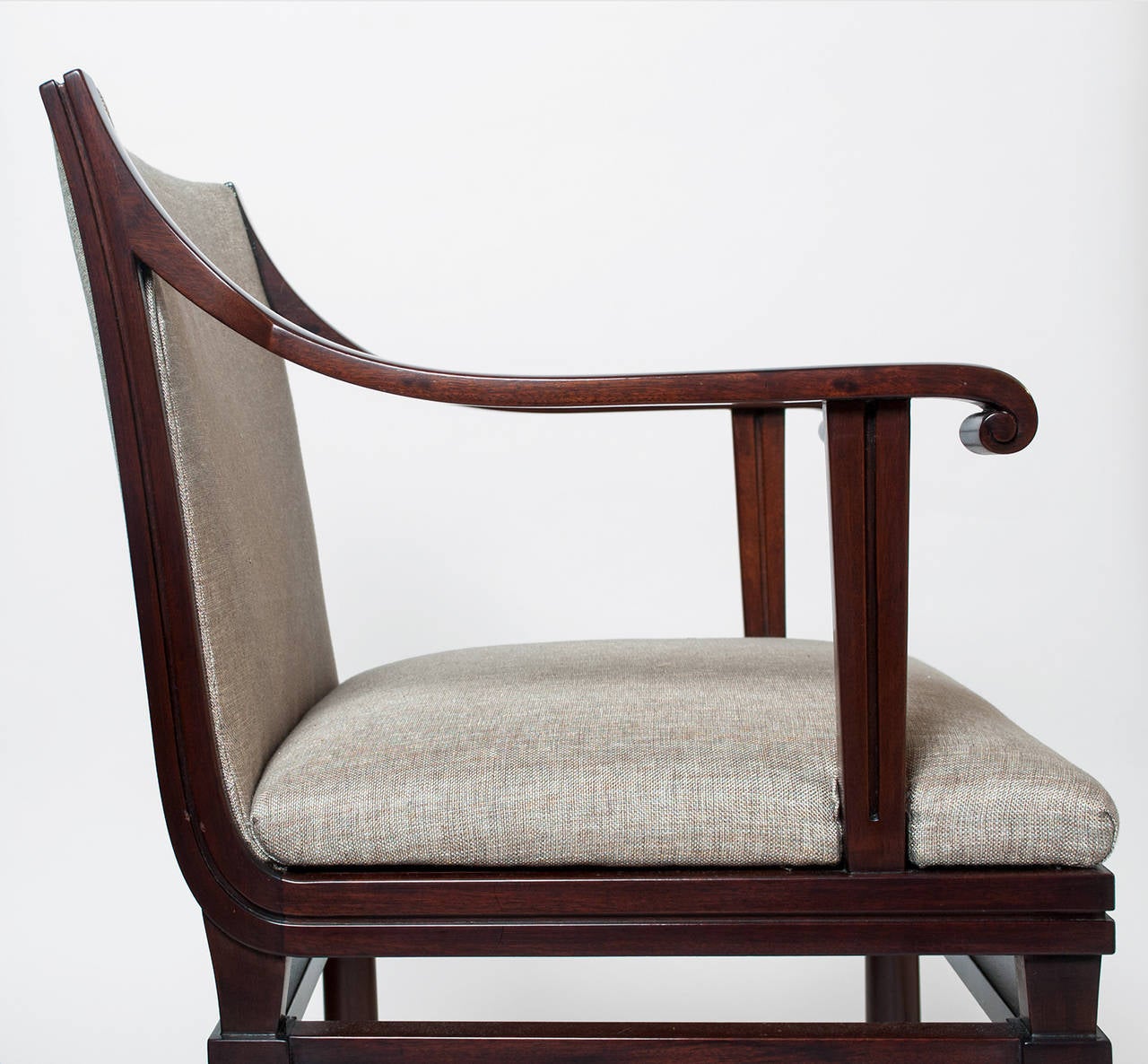 Pair of Carl Malmsten Cuban mahogany armchairs Swedish Art Deco 1