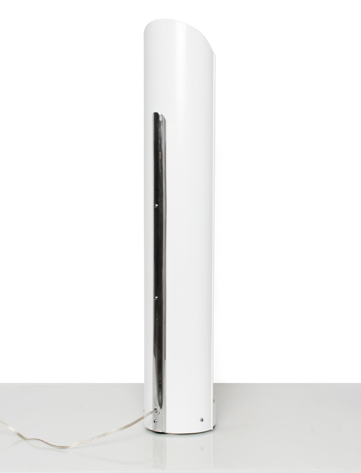 European 3-Light Cylindrical Table / Floor Lamp in Chrome and Lacquered Metal In Excellent Condition In New York, NY