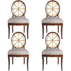 Set Of 4 Swedish Art Deco Chairs Designed By Otto Schulz Circa 1920.