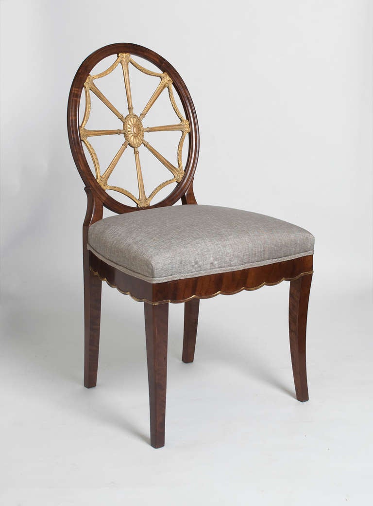 Scandinavian Set Of 4 Swedish Art Deco Chairs Designed By Otto Schulz Circa 1920.