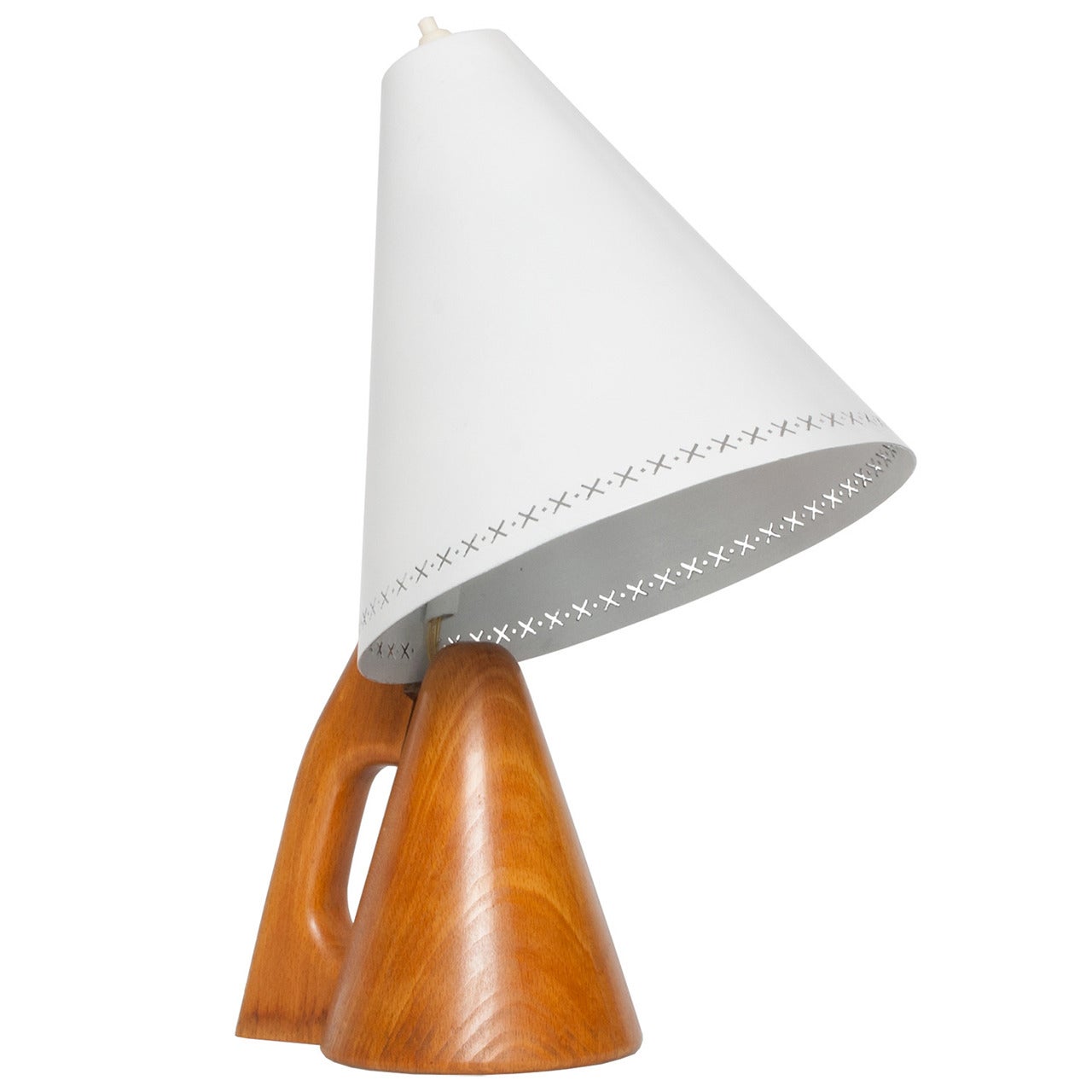 Scandinavian Modern Wood Desk Lamp with Lacquered Metal Shade