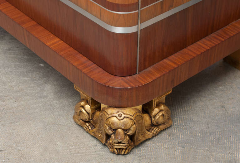Scandinavian Modern Sideboard Cabinet with Lion Feet by Architect Carl Bergsten In Excellent Condition In New York, NY