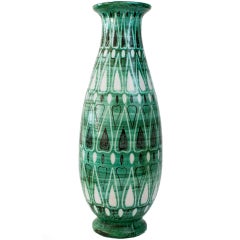 Tall Finnish Art Deco Hand Decorated Ceramic Vase by Kupittaan Savi