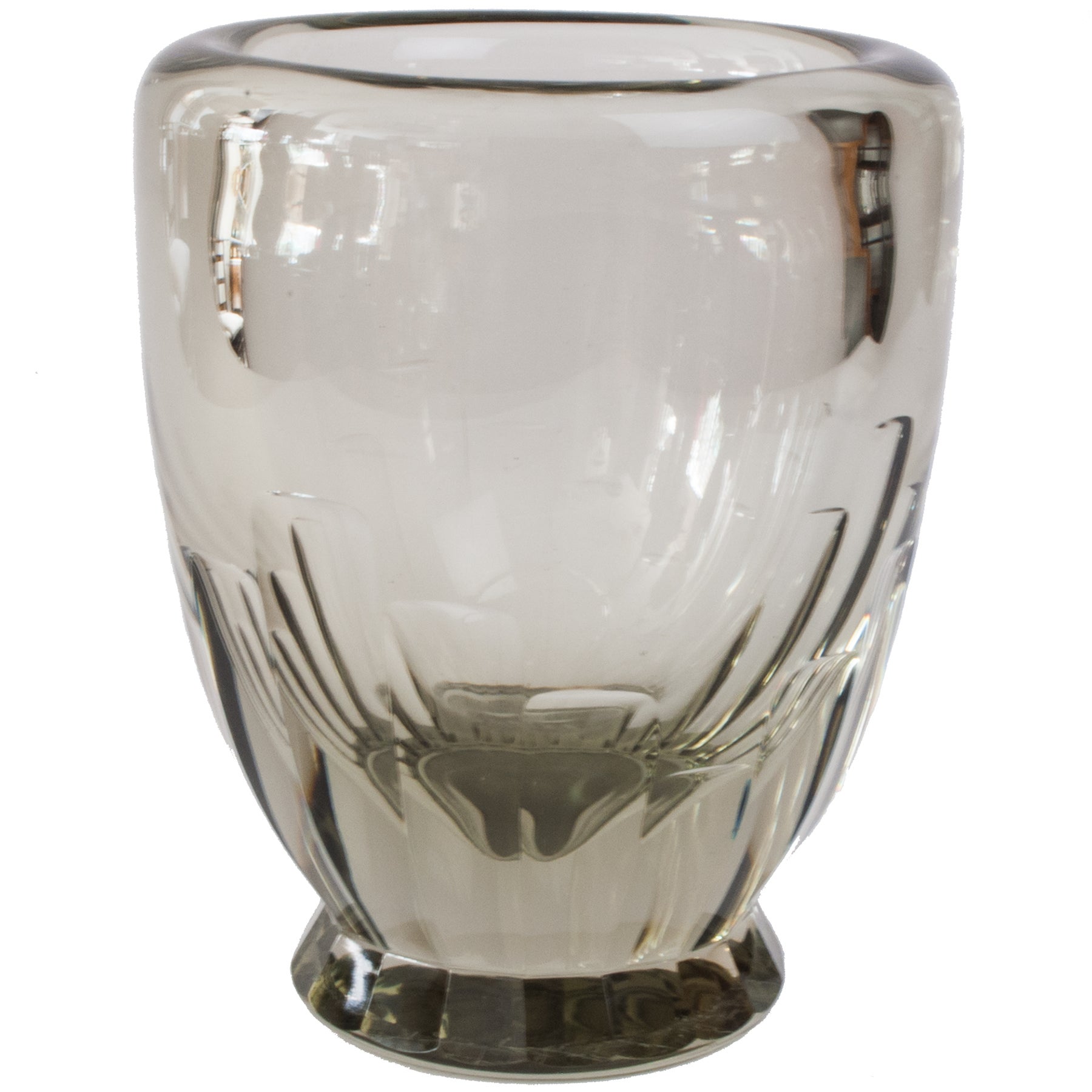 Large Swedish Art Deco Geometric Etched Glass Vase.