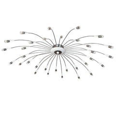 Huge 32-Arm Mid-Century Polished and Lacquered Steel Chandelier