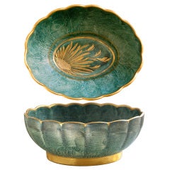 Josef Ekberg Swedish Art Deco ceramic oval bowl, Gustavsberg.
