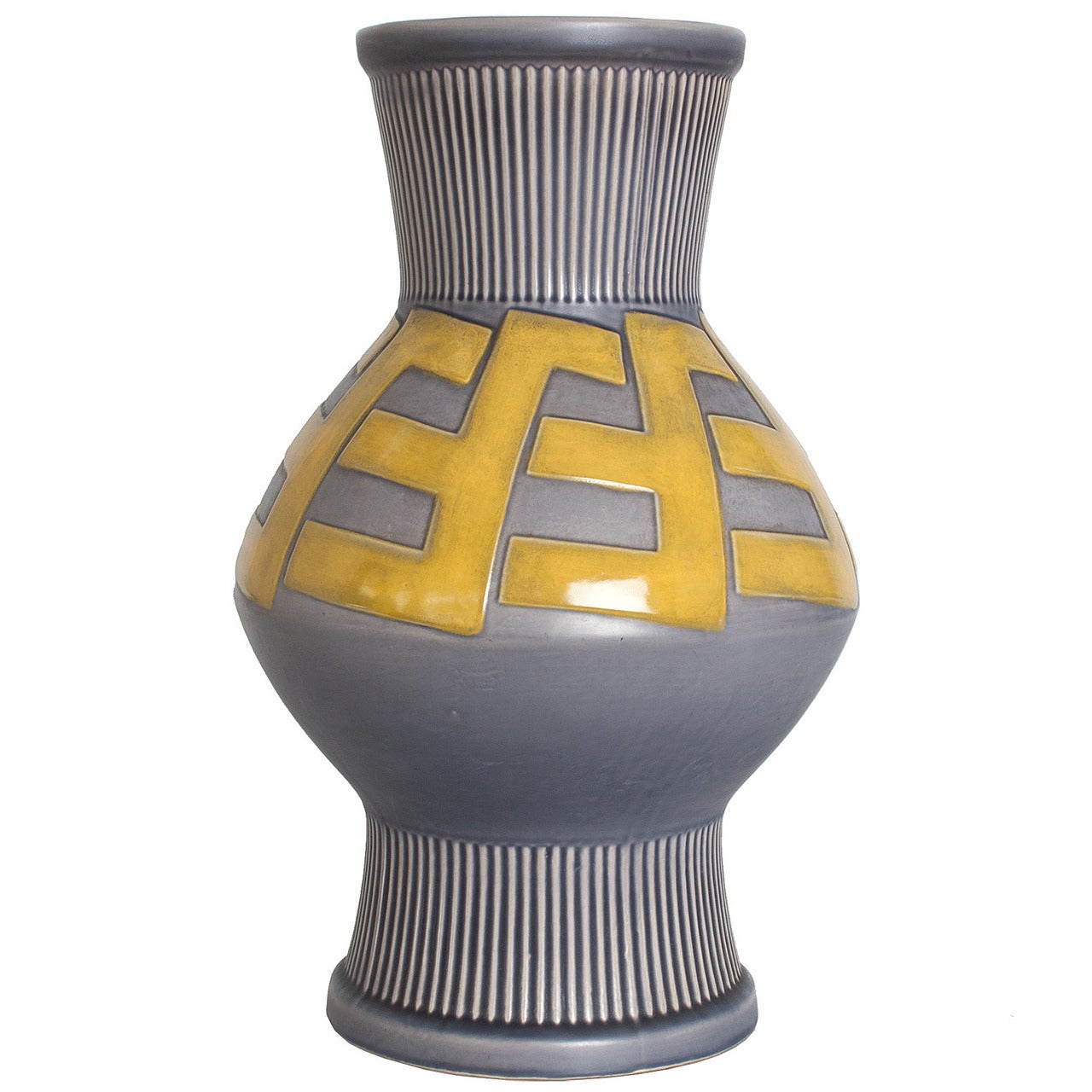 Huge Swedish Art Deco Ceramic Vase by Ewald Dahlskog for Bo Fajans