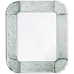 Scandinavian Modern Hand and Acid Etched Frame Mirror 8