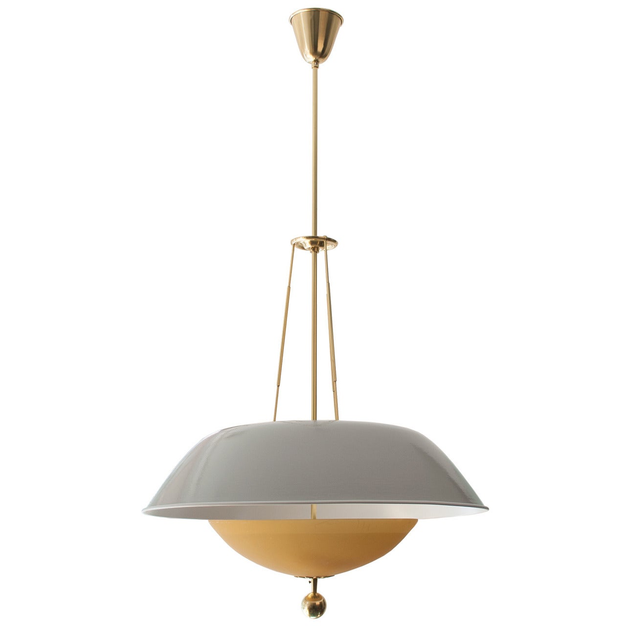 Scandinavian Mid-Century Modern Pendant with Lacquered Metal and Glass Shade