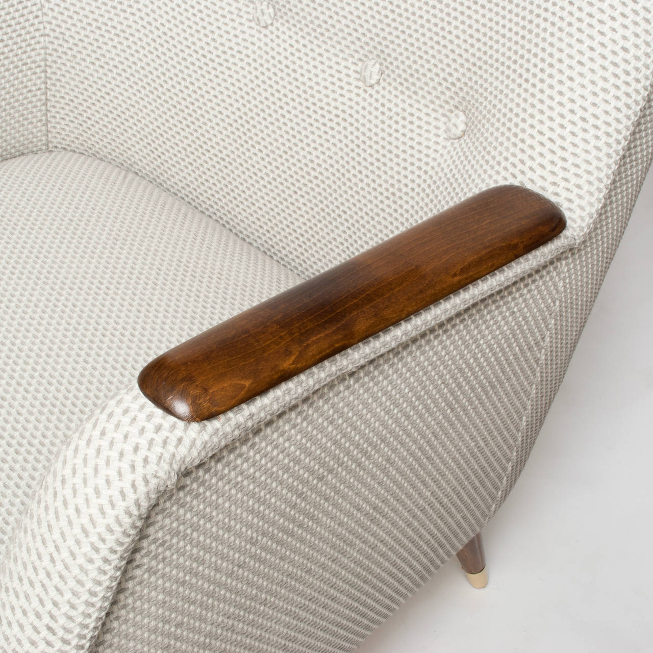 Birch Pair of Sleek Swedish Mid-Century Upholstered Armchairs.