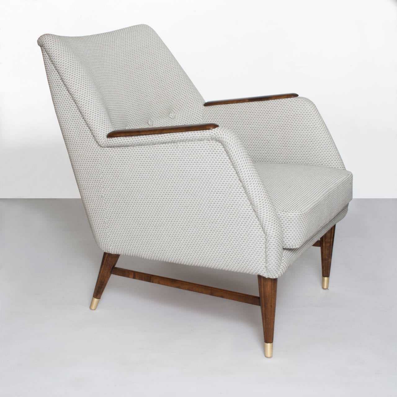 Scandinavian Modern Pair of Sleek Swedish Mid-Century Upholstered Armchairs.