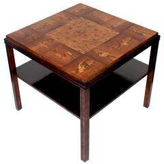 Rare Art Deco marquetry table Sweden with Zodiac motif 1930's