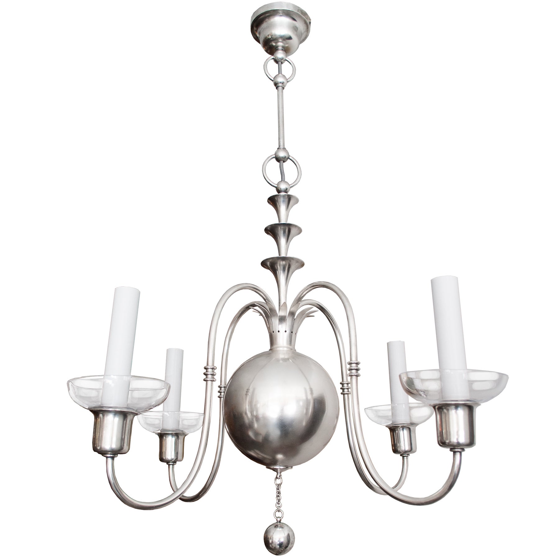 Swedish Art Deco silver chandelier Elis Bergh for C. G. Hallberg, Stockholm. 