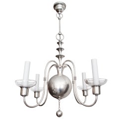 Swedish Art Deco silver chandelier Elis Bergh for C. G. Hallberg, Stockholm.