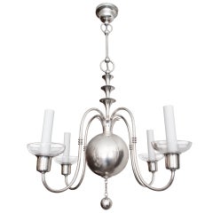 Swedish Art Deco silver chandelier Elis Bergh for C. G. Hallberg, Stockholm. 