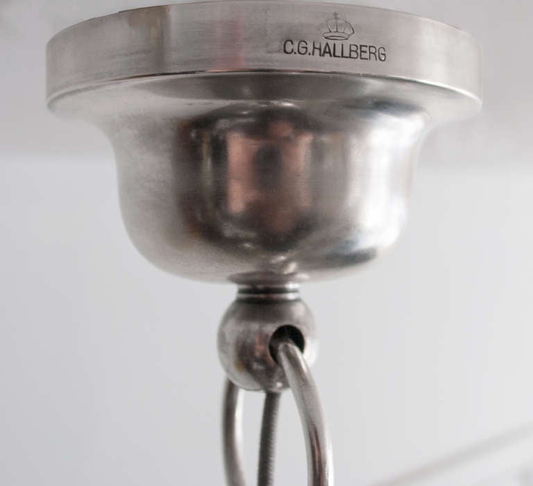 Swedish Art Deco silver chandelier Elis Bergh for C. G. Hallberg, Stockholm.  2