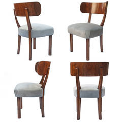 Four Swedish Art Deco Dining Chairs by Axel Einar Hjorth for NK Stockholm